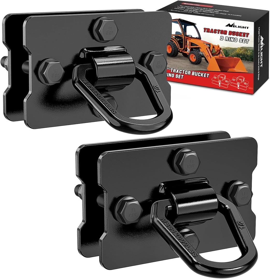 Nilight 2Pcs 1/2" D Rings for Trailers Heavy Duty Trailer Tie Down Rings, Incl. Mounting Hardware, Forged Steel Bolt-On Grab with Back Plates Compatible with Tractor RV UTV Truck, Max 12000Lbs, Black