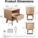 100% Solid Wood Nightstand, Nearly Fully-Assembled, Rustic Natural, 16.54"W x 13.78"D x 20.47"H