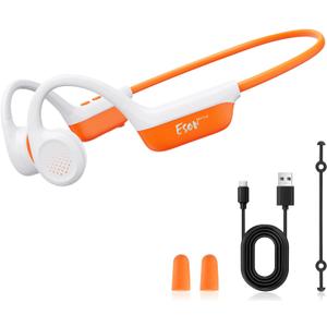 esonstyle Bone Conduction Headphones Bluetooth 6.0 - IPX7 Waterproof | Bone Conduction Earphones with Mic, 10H Play Time, Wireless Open Ear Earbuds for Running Walking Cycling (Orange)