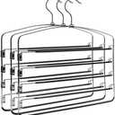 Multi-Layer Metal Pants Hangers, 3 Pack, 5 Swing Arms, Non-Slip