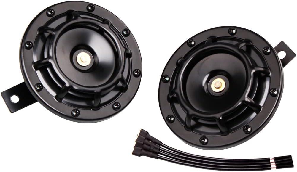 FARBIN Horns Loud Electric Car Horn Supertones 12V Horn High/Low Tone Twin Horns Kit (black)