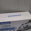 IRONDAY Steam Iron for Clothes 20s Fast Heat-up, 1700W Iron with 14.07oz Large Water Tank, Non-Stick Ceramic Soleplate, Anti-Drip, Auto-Off, Burst Steam, Self-Cleaning, Ironing Clothes for Home, Grey