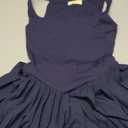 QINSEN Womens Square Neck Tennis Dress Pleated Sleeveless Built in Shorts Golf Athletic Dress with Pockets (Small, Navy)