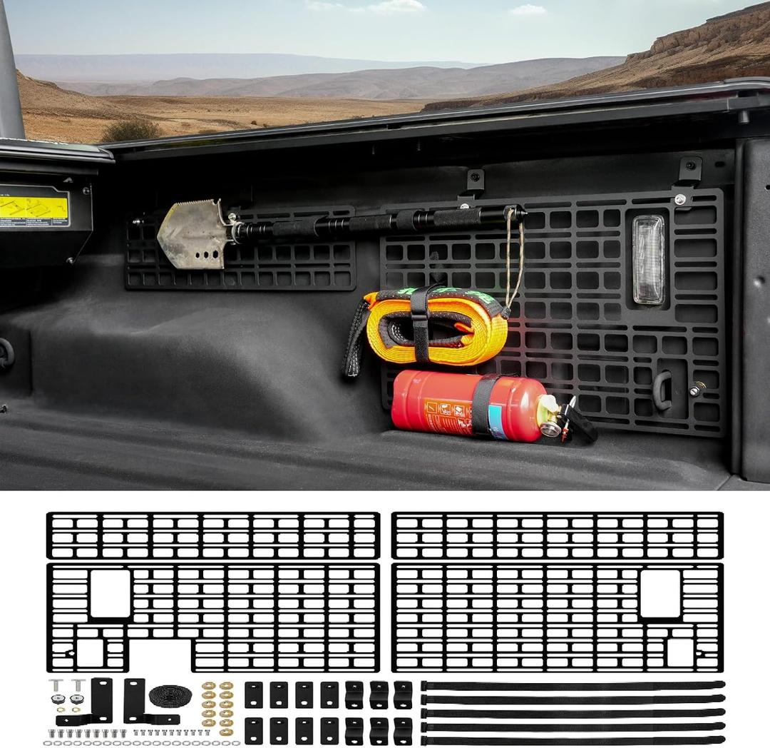 Side Molle Panel Compatible with 2019-2024 Jeep Gladiator JT Bed Storage Cargo Rack Truck Bed Organizer No Drilling Fits for Gladiator Accessories