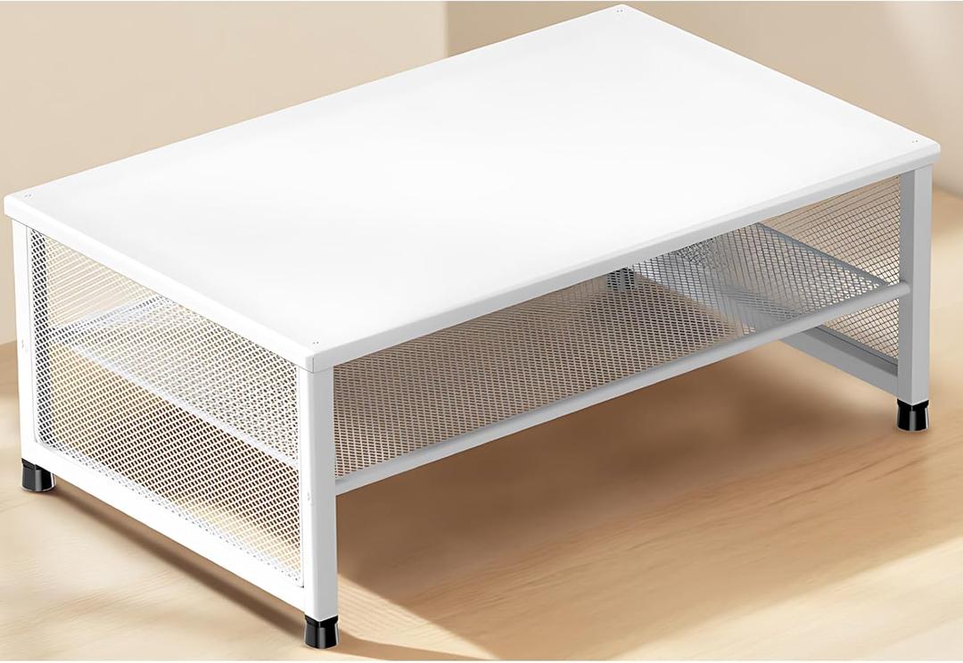 2-Tier Computer Monitor Stand Riser, Desk Organizer for Monitor, Printer & Laptop Stand, Desktop Workspace Organizers for Office Supplies(White)