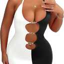 Slutty Dresses for Women Sexy Rave Outfits for Women Clubbing Outfits Outcast Clothing Micro Dress Strip Stripper Outfit (Medium, Black White)