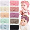CLLOT 10 Colors Super Stretchy Soft Knot Baby Girl Headbands with Hair Bows Nylon Head Wrap For Newborn Baby Girls Infants Toddlers Kids