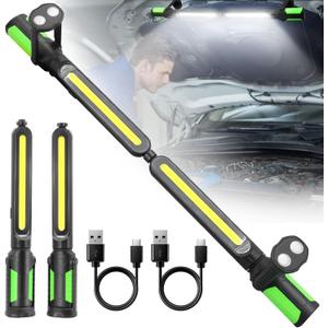 SYLSTAR Work Light for Mechanic, 2400LM LED, 4400mAh Rechargeable, Magnetic, Under hood Work Light with Hooks for Car Repairing/Inspection/Garage/Workshop/Emergency (Green)