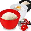 Silicone Bowl Liners for KitchenAid 5 Qt Tilt-Head Stand Mixer, Extra-Thick Food Grade Silicone Cold/ Heat-Resistant & Non-Stick, Easy Clean, Fits 5 Quart Mixing Bowl, Set of Three with Lids (3PCS)