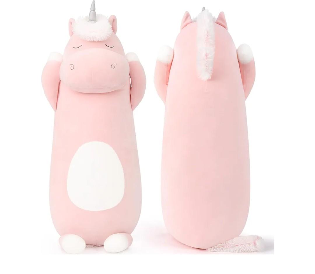 MorisMos Big Unicorn Body Pillow, 36.2'' Plush Unicorn Stuffed Animal, Super Soft Hugging Pillow for Girl Kid, Giant Stuffed Animal Plush Pillow for Christmas Birthday Valentine's Gift,Pink