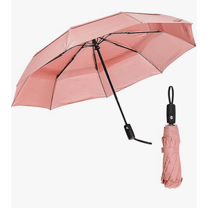 Mr. Pen- Windproof Travel Umbrella, Small Water-Resistant Automatic Folding Umbrella for Rain and Sun, Light, Compact and Portable for Women & Men, Fits Car & Backpack (Pastel Pink)