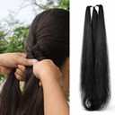 VAMA Fashion Natural Soft Synthetic Nylon Ponytail Extension Straight Wrap Around Thick False Hair Extension, Parandi Artificial Choti Hair For Jada Kuchulu Gantalu Set For Women (Black 26 Inches)