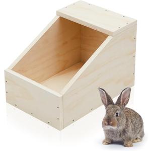 Maxcheck 1 Pack Wood Rabbit Nesting Box, 18x12x12 Inch Wooden Hutch Hideout for Breeding, Natural Burrow Den Alternative for Rabbits & Small Animals