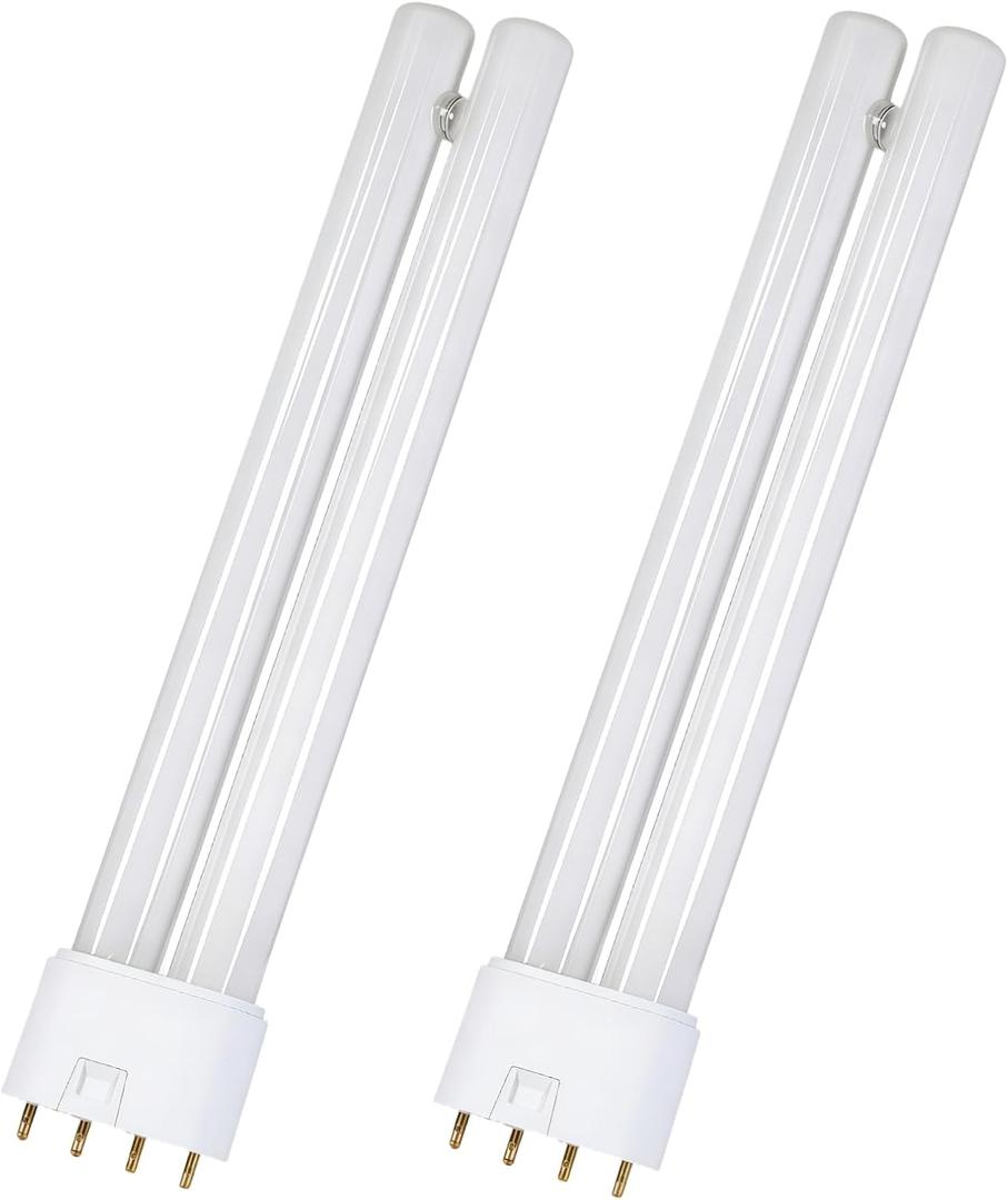 2-Pack 2G11 18W Replacement Bulbs, 4-Pin Base H-Shaped Twin Tube for Indoor & Outdoor Lighting Appliances, Plug-in CFL Tube, White