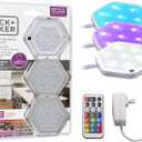 BLACK+DECKER Color Changing LED Puck Lights with Remote, Dimmable, Stick On or Screws Installation (3-Pack)