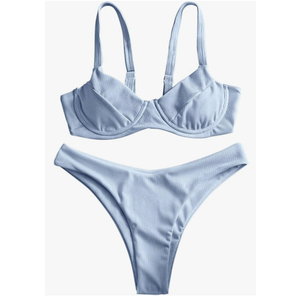 ZAFUL Women's Ribbed Underwire Bikini Set High Cut Colorblock V Notch Swimwear Printed High Leg Swimsuit(size S) ZAFUL Women's Ribbed Underwire Bikini Set High Cut Colorblock V Notch Swimwear Printed High Leg Swimsuit(size S)