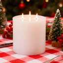Extra Large Pillar Candles 3 Wick Unscented White Candles Emergency Pillar Candle 175 Hours Long Burning Candle 6" x 6" Dripless Smokeless Dinner Candles for Home Party Wedding