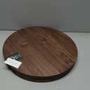 18 Inches Extra Large Round Black Walnut Wood Ottoman Tray with Handles, Serve Tea, Coffee or Breakfast in Bed, Classic Circular Wooden Decorative Serving Tray