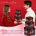 Epakh 4 Pcs Square Nesting Boxes Decorative Gift Boxes with Lids Black Red Hearts Assorted Sizes for Anniversary, Birthday, Wedding, Bridal Shower Party Gifts(Sweet)