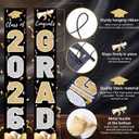 2 x 2026 Graduation Banner Congrats Grad Black - Class of 2026 Porch Sign for Party, Porch Banner Outdoor Graduation Decorations