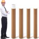 Feifeiya 4 Pack Poster Mailing Tubes with Caps 4" x 47", 3" x 47" Large Cardboard Tubes Kraft Paper Cardboard Tube Storage Tube for Shipping Storing Posters Prints Artwork Documents Golf Club