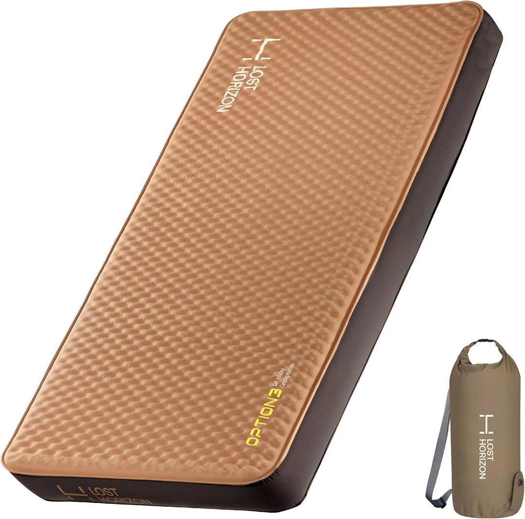 LOSTHORIZON Air & Foam Camping Mattress, Self-Inflating Sleeping Pad, 4.5" Thick, with Air Pump, Single LOSTHORIZON Air & Foam Camping Mattress, Self-Inflating Sleeping Pad, 4.5" Thick, with Air Pump, Single