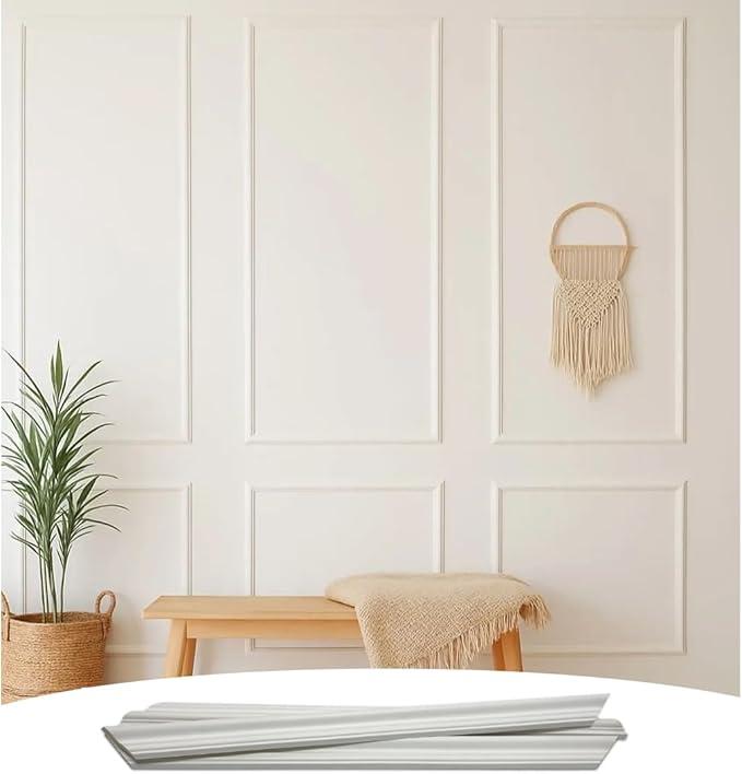 Accent Wall Molding Kit for Interior Wall Moulding Decor | Wainscoting Paneling Kit | Pre Made Wainscotting Kit | (NOT Peel & Stick) Use Instructions to Choose Quantity Needed (Middle TOP and Bottom)