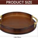 11.6 Inch Serving Tray with Handles Decorative Bamboo Tray Round Jewelry Trinket Trays for Kitchen Multipurpose Kitchen Organizing Home Decor (Brown)