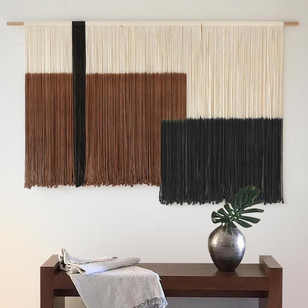Macrame Wall Hanging Large Dip Dye Tapestry Fiber Wall Art Boho Bedroom Decor 57''W*35''L