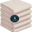 Beige Honeycomb Kitchen Towels 5 Pack, 16x26 Inch, 100% Cotton, Quick Drying, Soft, Super Absorbent, Reusable & Washable Dish Towels for Home & Kitchen Chores, Everyday Use