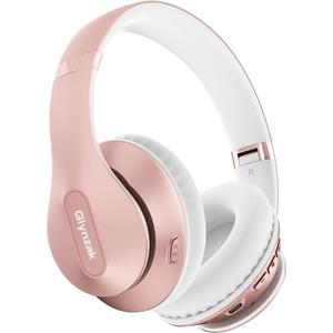 Wireless Bluetooth Headphones Over Ear 65H Playtime HiFi Stereo Headset with Microphone and 6EQ Modes Foldable Bluetooth V6.0 Headphones for Travel Smartphone Computer Laptop Rose Gold