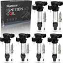 RANSOTO Ignition Coil Pack UF569 & Iridium Spark Plug Compatible with Chevy Traverse Camaro Equinox Impala Buick Enclave GMC Terrain Acadia ATS CTS XTS V6 2.8L 3.0L 3.6L Replaces 12622561 Set of 6