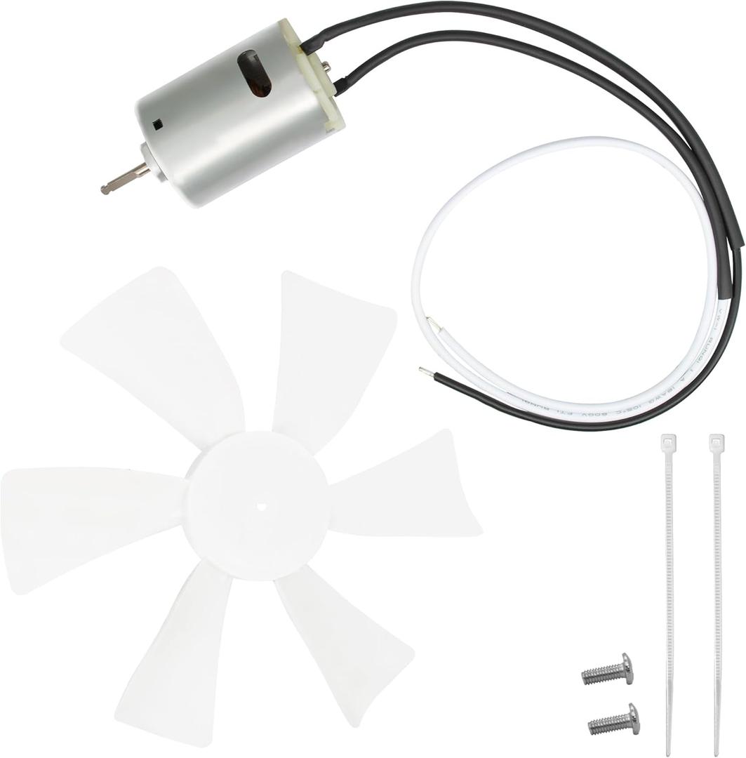 6 Inch RV Vent Fan Blade with 12V D-Shaft Motor, White Bathroom Vent Fan Replacement for RV, Camper, Range Hood, Compatible with Heng's, Elixir, Ventline, Jensen