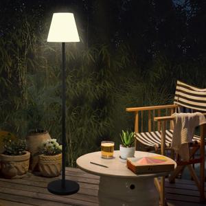 Outdoor Floor Lamp Solar Powered Outdoor Lamps for Patio Waterproof,Rechargeable Indoor Cordless Floor Lamp with Light Sensor,Dimmable Warm White+RGB LED Outdoor Lamp for Lawn,Pool,Garden.