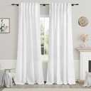 White Linen Curtains 84 Inch Length 2 Panels Back Tab Rod Pocket Semi Sheer Bedroom Curtains Light Filtering Country Closet Curtain Drapes Netural Farmhouse Window Panels for Living Dining Room 42x84