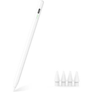 Stylus Pen for iPad 11th & 10th Gen - 2X Faster Charging, Tilt & Palm Rejection, Works with iPad Pro 12.9/11/M4, Air 5/M2, Mini 5/6/7, iPad 6th-11th Gen (2018-2025) (White)