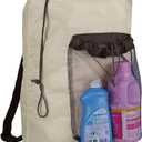Dalykate Backpack Laundry Bag, 115L Large Hamper with Shoulder Straps, Drawstring Closure, Mesh Pocket, Khaki