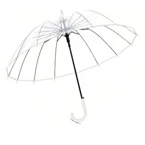 ThreeH Clear Bubble Travel Umbrella Automatic Open 16 Steel Ribs Extra Large Windproof Pvc Dome for Wedding, Prom, Graduation, Outdoor Events (Silver)