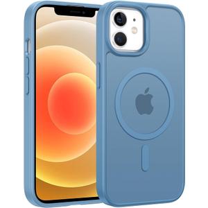 FNTCASE for iPhone 12 Phone Case: for iPhone 12 Pro Magnetic Matte Textured Military Grade Drop Protection Translucent Cell Phone Cover - Slim Durable Shockproof Protective Bumper (Light Blue)