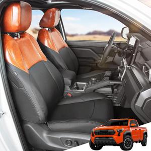 Trumgeta Full Coverage Seat Covers Fit for Toyota Tacoma (2024 2025 2026) Double Cab, Crew Cab, SR/SR5/TRD Sport/TRD Off-Road/Limited, Leather Seat Cushion Protectors Full Set (5 Seats)