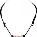 Single Turquoise Choker Necklace on Black Leather Cord for Men/Women