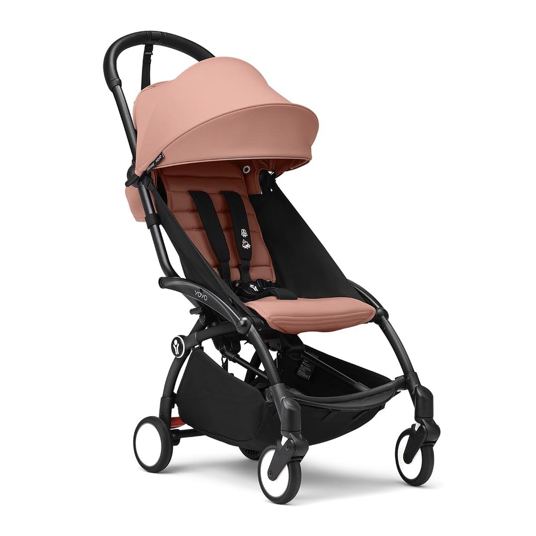 Stokke YOYO3 Stroller from 6 Months - Includes Black Frame/Ginger Seat Cushion + Canopy - Folds in & Out in a Flash - Light & Compact - Carry-On Compatible