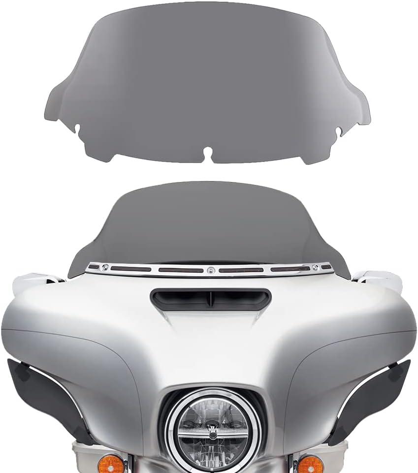 WYNMOTO 10.5" Smoke Wave Windshield Windscreen Wind Splitter Compatible for 2014-2024 Harley Davidson Touring Street Glide Electra Glide 2014 2015 2016 2017 2018 2019 2020 2021 2022 2023