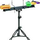 MUSCELL Jam Block Set Percussion Stand - Complete with Heavy Duty Mounting Bracket and Stand Included, 6 Different Coloured Jam Blocks Ideal for Professional Band, Beginners and Adults