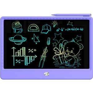 FLUESTON LCD Writing Tablet, Doodle Board Toys Gifts for 3-8 Year Old Girls Boys, 12 Inch Colorful Electronic Board Drawing Pad for Kids, Gifts for Toddler Educational Learning Travel Birthday, Purple