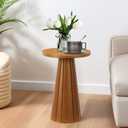 Small Pedestal Side Table, Round Modern Drink Table for Small Space Living Room, Bedroom (Brown)