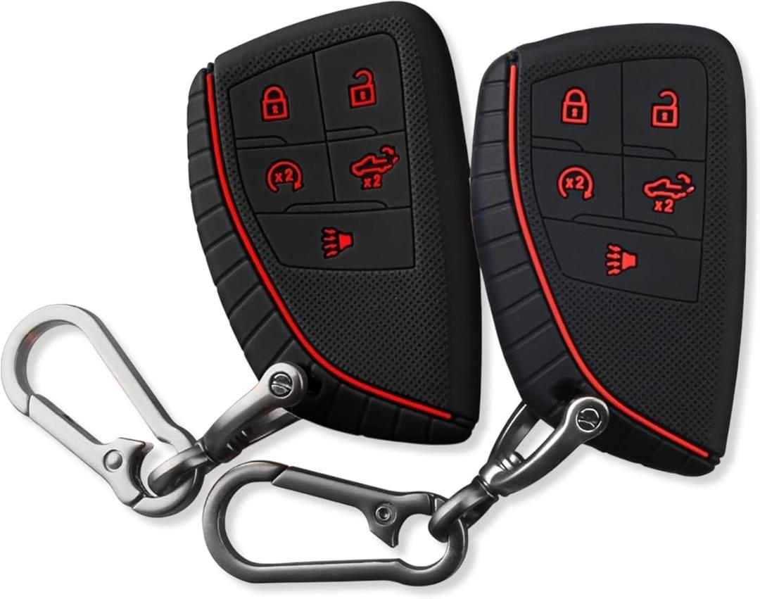 5-Button Key Fob Cover for Chevy Silverado & GMC Sierra 2022-2025, Silicone 2-Pack, Black