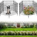5 Panels Garden Fence Animal Barrier, 32 in (H) x11.8ft (L) Decorative Garden Fence, Rustproof Metal No Dig, Tall Garden Fencing, Dog Fence Outdoor for Yard, Patio