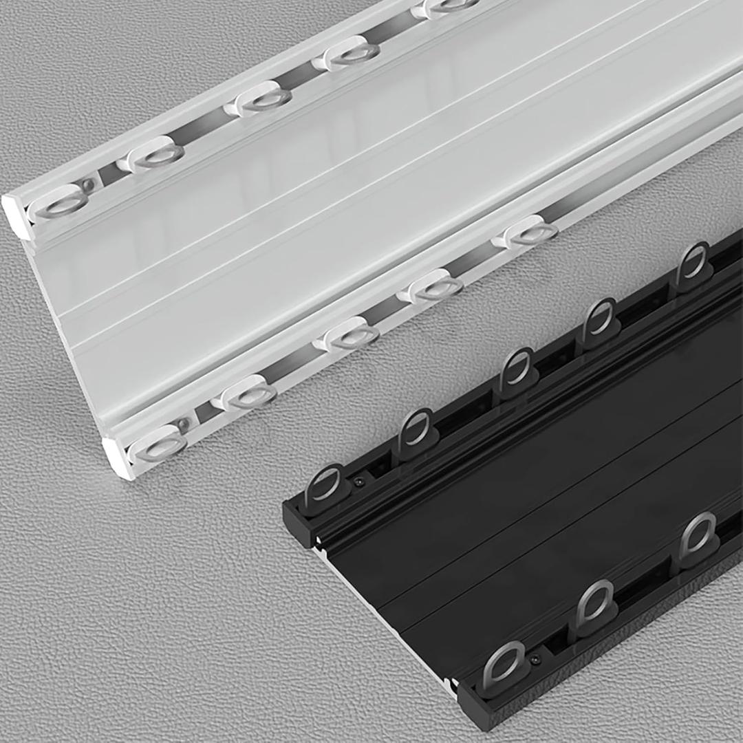 Double Curtain Track, Luxurious Heavy-Duty Curtain Rail Ceiling Mount, Aluminum Blackout Curtain Track Double Rail, Gazebo/Balcony/Lofts Seamless Curtain Rails Gliders ( Color : White , Size : 2.2m/7)