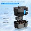 POPOSOAP Pond Filter for Outdoor Ponds, Small Filter Box with Filter Pads, 10 Bio-Balls & Ceramic Rings for Outdoor Pond Pump Submersible Fountain Pump